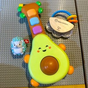 Musical Baby Items - Avocado Guitar, Shaker, and Tamborine